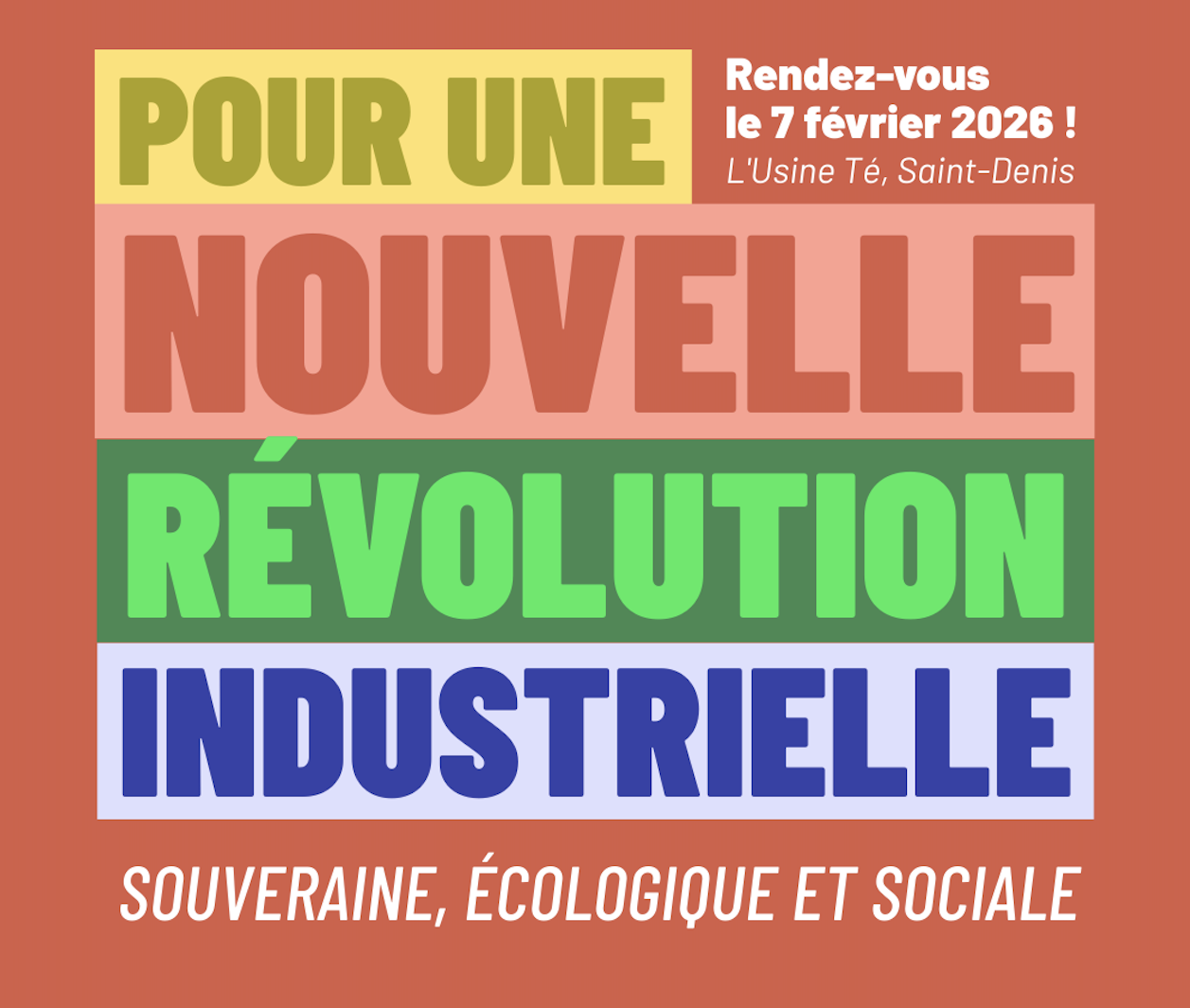 Convention pour une nouvelle révolution industrielle souveraine écologique et sociale ! Rdv le 7 février